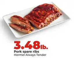 Hy-Vee Pork spare ribs Hormel Always Tender offer