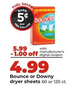 Hy-Vee Bounce or Downy dryer sheets offer