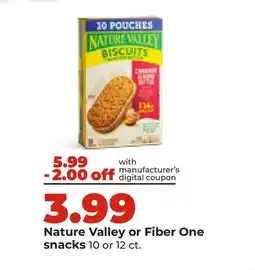 Hy-Vee Nature Valley or Fiber One snacks offer