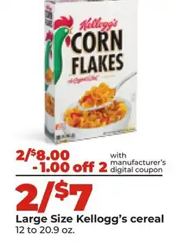Hy-Vee Large Size Kellogg's cereal offer