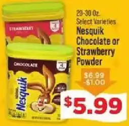 IGA Nesquik Chocolate or Strawberry Powder offer