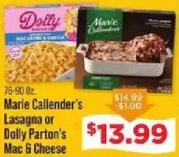IGA Marie Callender's Lasagna or Dolly Parton's Mac & Cheese offer
