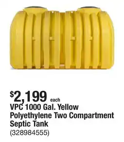 The Home Depot VPC 1000 Gal. Yellow Polyethylene Two Compartment Septic Tank offer