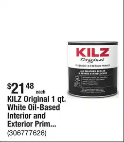 The Home Depot KILZ Original 1 qt. White Oil-Based Interior and Exterior Primer, Sealer, and Stain Blocker offer