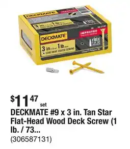 The Home Depot DECKMATE #9 x 3 in. Tan Star Flat-Head Wood Deck Screw (1 lb. / 73-Piece) offer