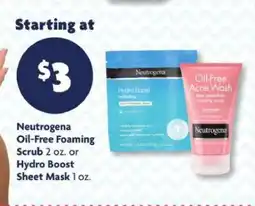 Family Dollar Neutrogena Oil-Free Foaming Scrub or Hydro Boost Sheet Mask offer