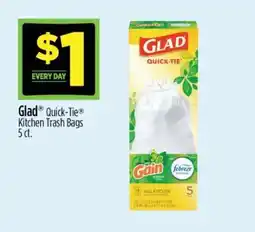 Dollar General Glad Quick-Tie Kitchen Trash Bags 5 ct offer