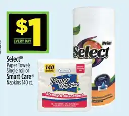Dollar General Select Paper Towels or Smart Care Napkins offer