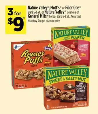 Dollar General Nature Valley, Mott's or Fiber One Bars offer