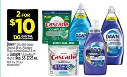 Dollar General Dawn Ultra Dish Liquid or Cascade ActionPacs offer