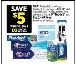 Dollar General Crest, Oral-B, Fixodent offer