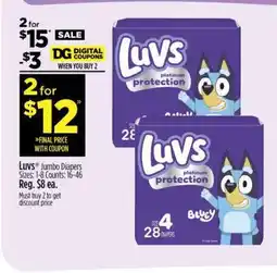 Dollar General Luvs Jumbo Diapers offer