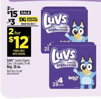 Dollar General Luvs Jumbo Diapers offer