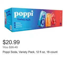 Costco Poppi Soda, Variety Pack, 12 fl oz, 18-count offer