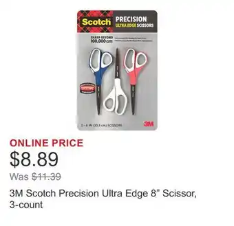 Costco 3M Scotch Precision Ultra Edge 8 Scissor, 3-count offer