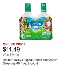 Costco Hidden Valley Original Ranch Homestyle Dressing, 40 fl oz, 2-count offer