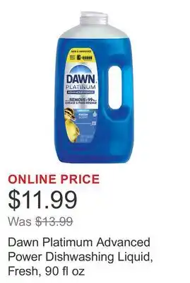 Costco Dawn Platimum Advanced Power Dishwashing Liquid, Fresh, 90 fl oz offer