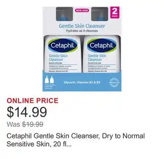 Costco Cetaphil Gentle Skin Cleanser, Dry to Normal Sensitive Skin, 20 fl oz, 2-count offer