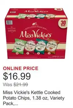 Costco Miss Vickie's Kettle Cooked Potato Chips, 1.38 oz, Variety Pack, 30-count offer