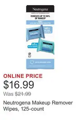 Costco Neutrogena Makeup Remover Wipes, 125-count offer