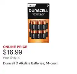 Costco Duracell D Alkaline Batteries, 14-count offer