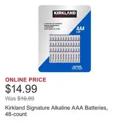 Costco Kirkland Signature Alkaline AAA Batteries, 48-count offer
