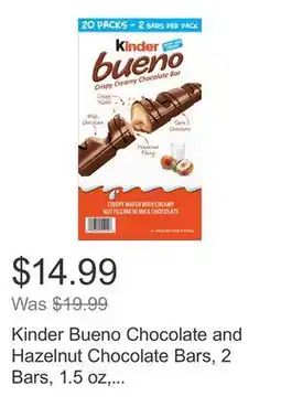 Costco Kinder Bueno Chocolate and Hazelnut Chocolate Bars, 2 Bars, 1.5 oz offer