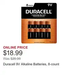 Costco Duracell 9V Alkaline Batteries, 8-count offer