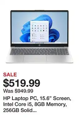 Office Depot HP Laptop PC, 15.6 Screen, Intel Core i5, 8GB Memory, 256GB Solid State Drive, Windows 11 Home offer