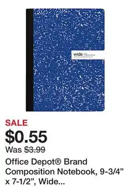 Office Depot Office Depot Brand Composition Notebook, 9-3/4 x 7-1/2, Wide Ruled, 100 Sheets, Blue/White offer