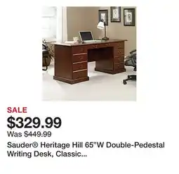 Office Depot Sauder Heritage Hill 65W Double-Pedestal Writing Desk, Classic Cherry offer