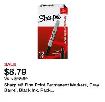 Office Depot Sharpie Fine Point Permanent Markers, Gray Barrel, Black Ink, Pack Of 12 offer