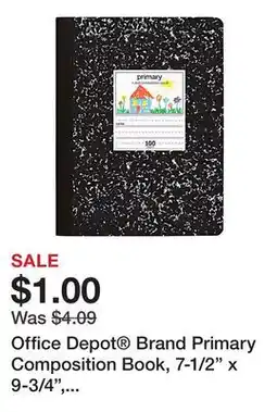 Office Depot Office Depot Brand Primary Composition Book, 7-1/2 x 9-3/4, Unruled/Primary Ruled, 100 Sheets offer