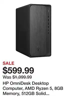 Office Depot HP OmniDesk Desktop Computer, AMD Ryzen 5, 8GB Memory, 512GB Solid State Drive, Windows 11 Home offer