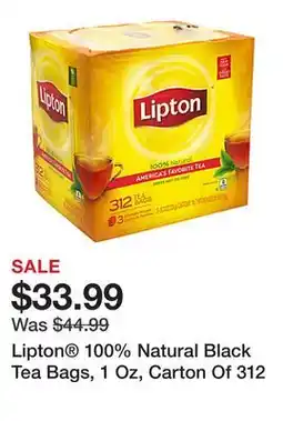 Office Depot Lipton 100% Natural Black Tea Bags, 1 Oz, Carton Of 312 offer