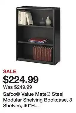 Office Depot Safco Value Mate Steel Modular Shelving Bookcase, 3 Shelves, 40H x 31-3/4W x 13-1/2D, Black offer