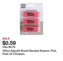 Office Depot Office Depot Brand Beveled Erasers, Pink, Pack Of 3 Erasers offer