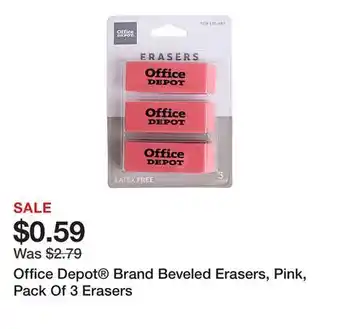 Office Depot Office Depot Brand Beveled Erasers, Pink, Pack Of 3 Erasers offer
