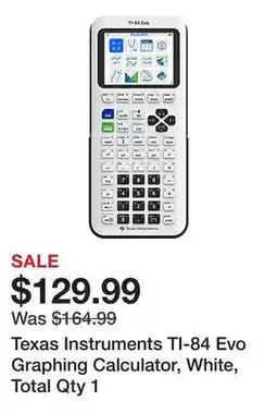 Office Depot Texas Instruments TI-84 Evo Graphing Calculator, White, Total Qty 1 offer
