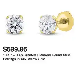 Belk 1 ct. t.w. Lab Created Diamond Round Stud Earrings in 14K Yellow Gold offer