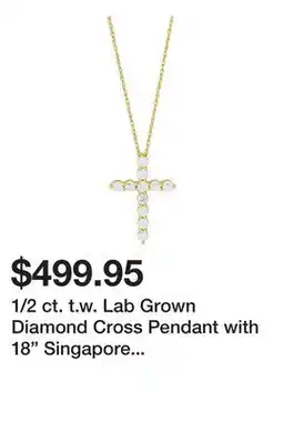 Belk 1/2 ct. t.w. Lab Grown Diamond Cross Pendant with 18 Singapore Chain Necklace in 10K Yellow Gold offer