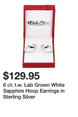 Belk 6 ct. t.w. Lab Grown White Sapphire Hoop Earrings in Sterling Silver offer