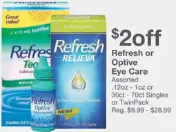 Kinney Drugs Refresh or optive eye care offer