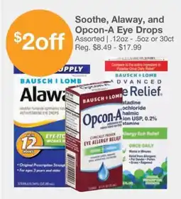 Kinney Drugs Soothe, alaway, and opcon-a eye drops offer
