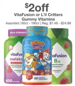 Kinney Drugs Vitafusion or l'il critters gummy vitamins offer