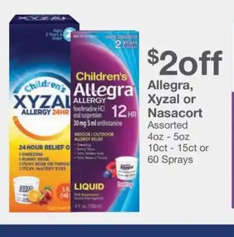 Kinney Drugs Allegra, xyzal or nasacort offer