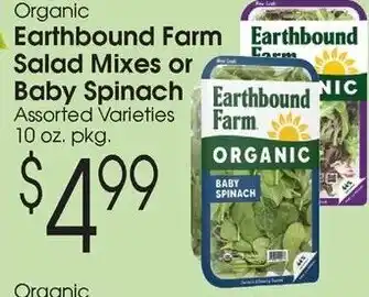 Organic earthbound farm salad mixes or baby spinach