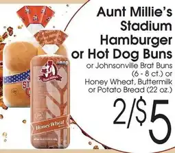 Family Fare Aunt millie's stadium hamburger or hot dog buns offer
