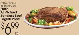 Family Fare Usda choice, beef shoulder fresh, all-natural boneless beef english roast offer