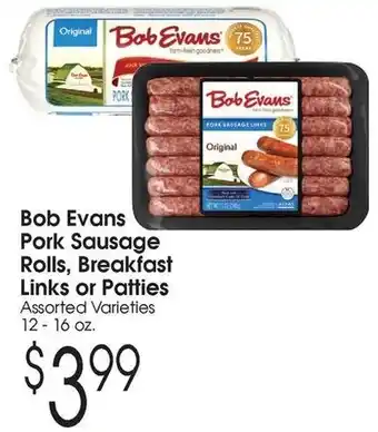 Family Fare Bob Evans Pork Sausage Rolls, Breakfast Links or Patties offer